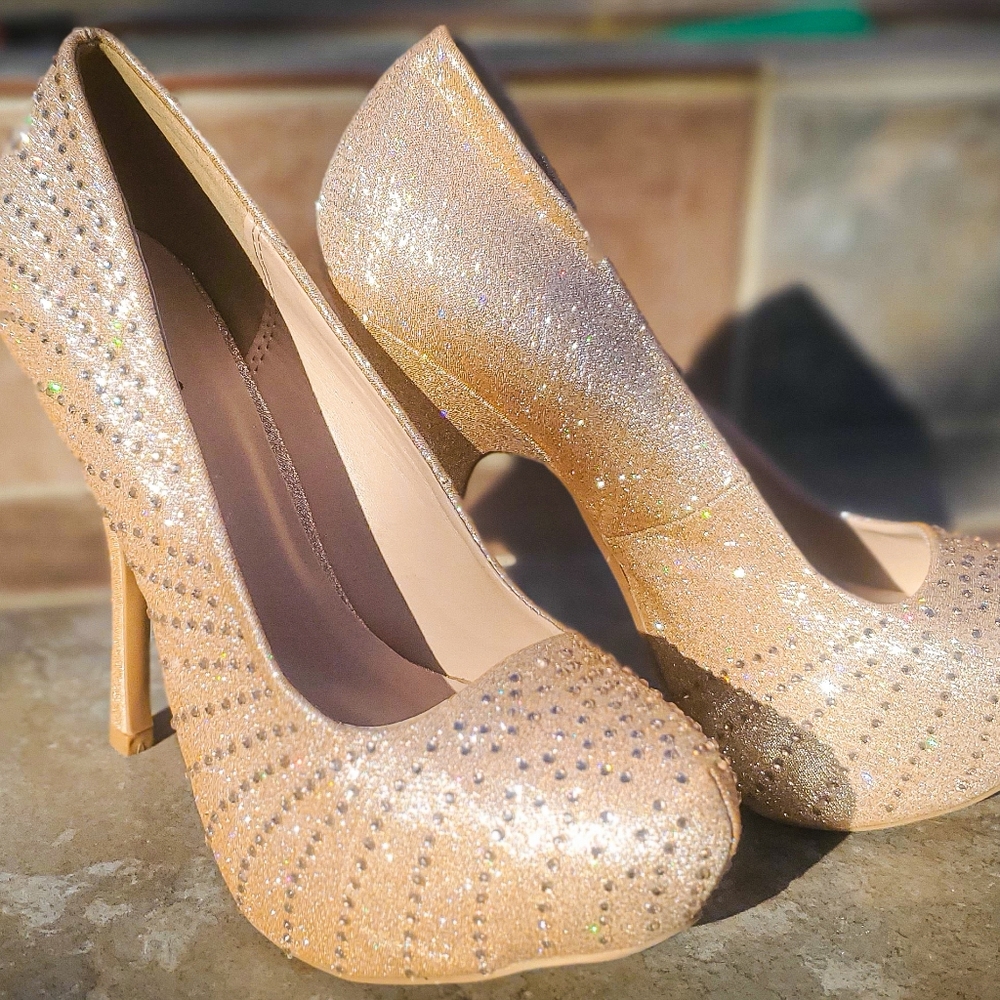 Champagne Sequin Heels